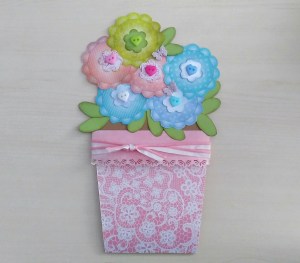 tarjeta aniversario scrap macetero