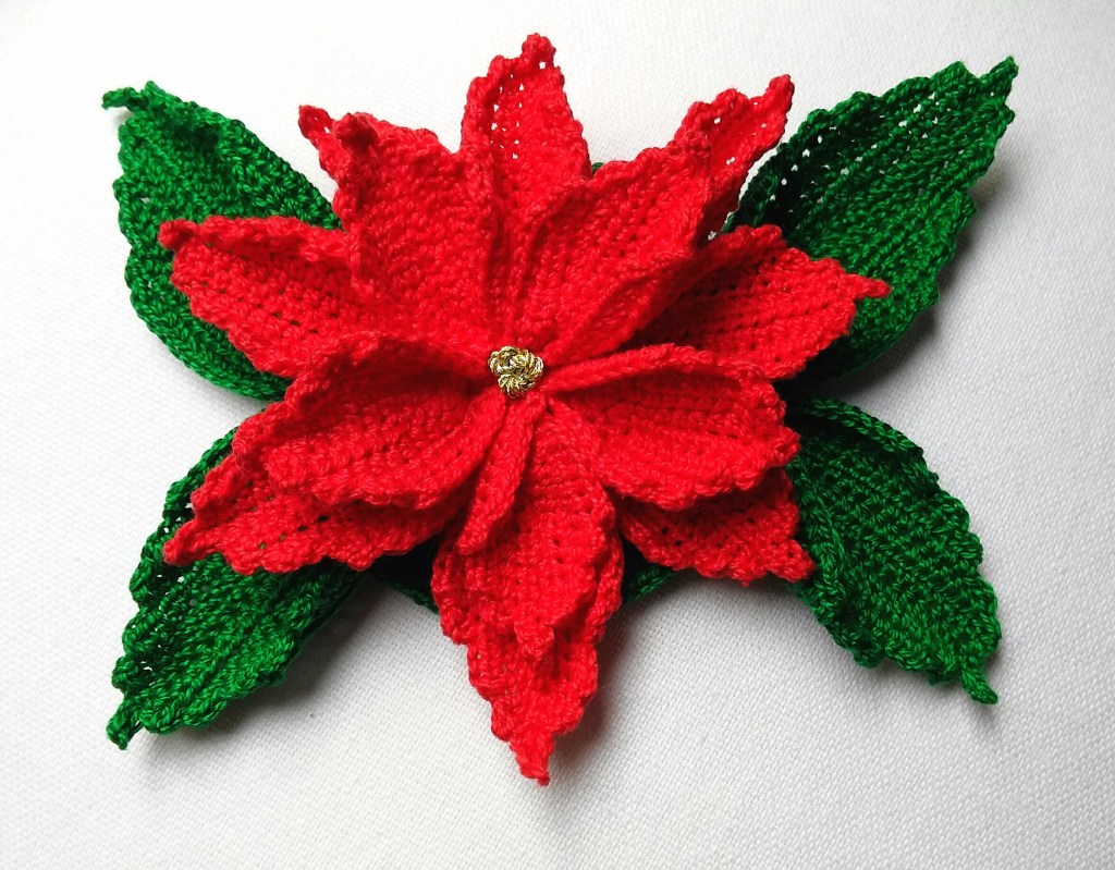 Flor de navidad, Poinsettia a ganchillo