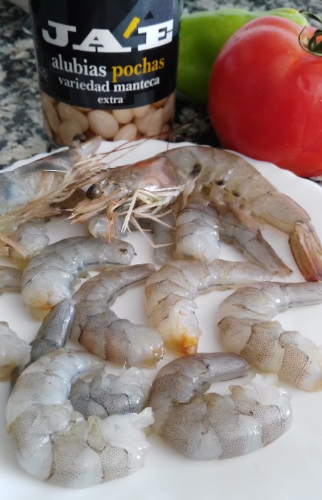 Alubias con langostinos