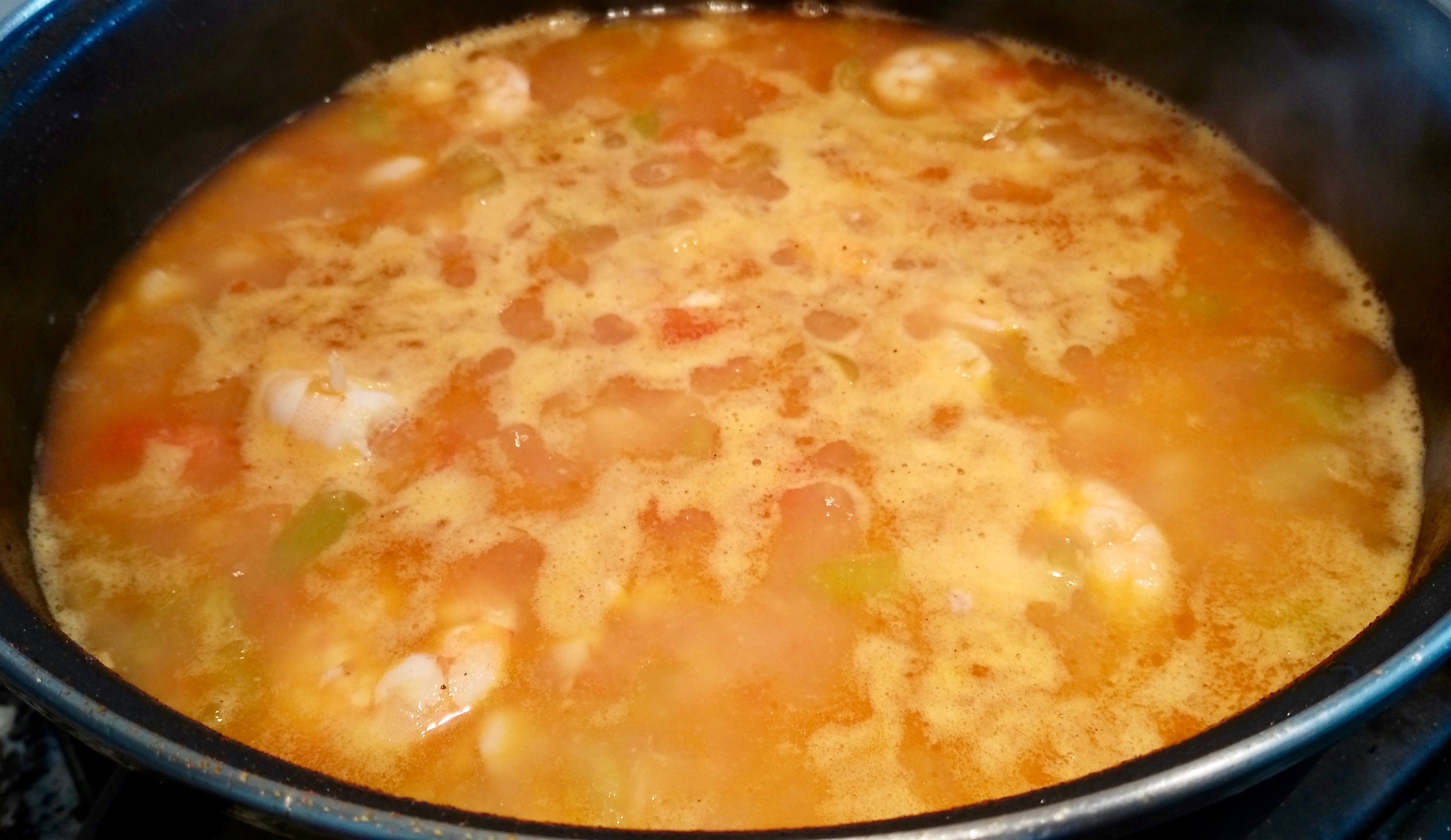 Alubias con langostinos