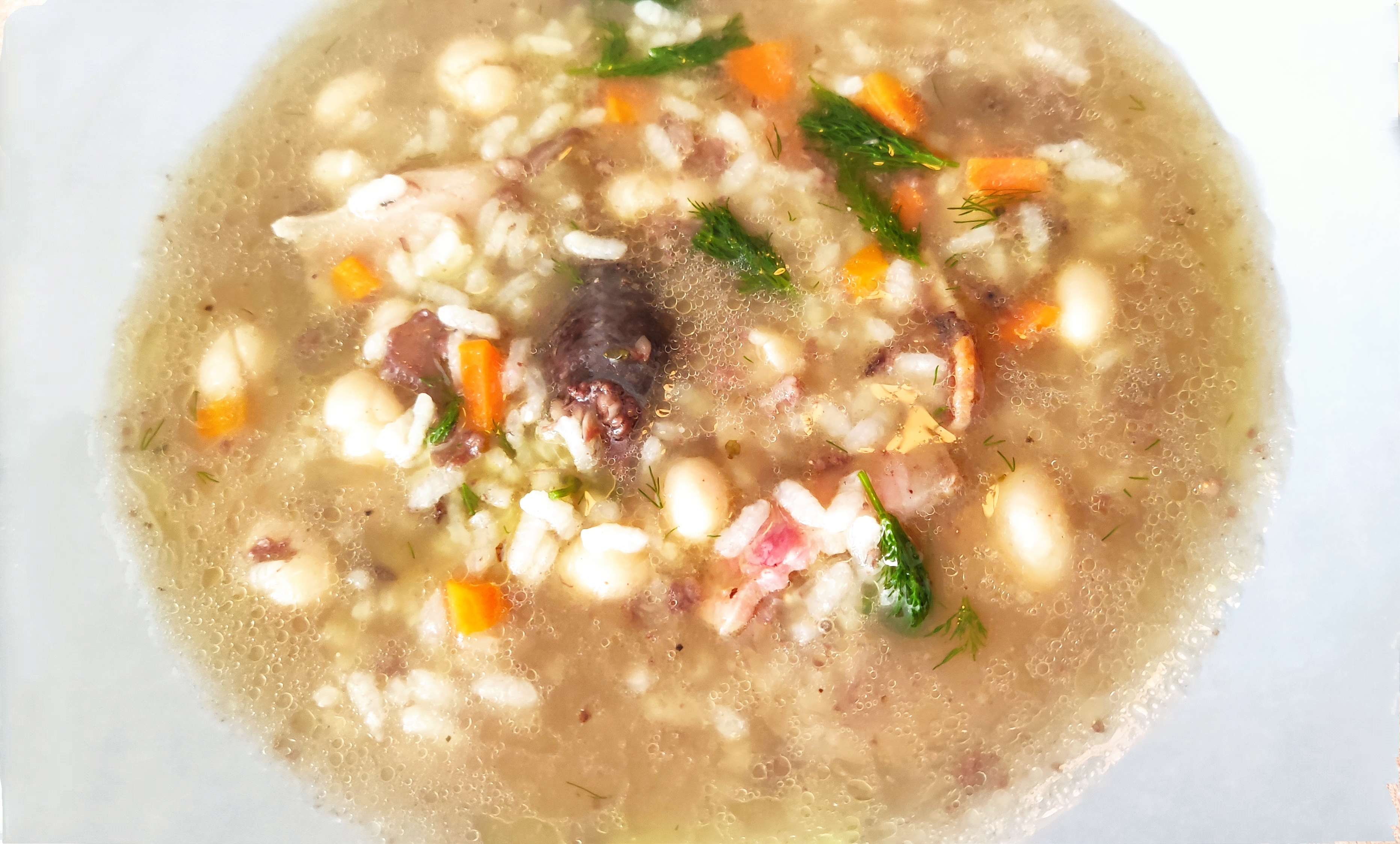 Sopa de arroz con hinojo