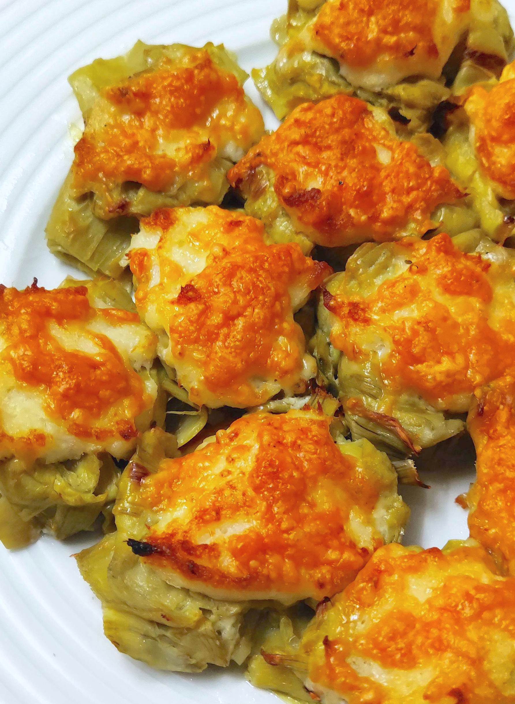 Alcachofas gratinadas con brandada de bacalao