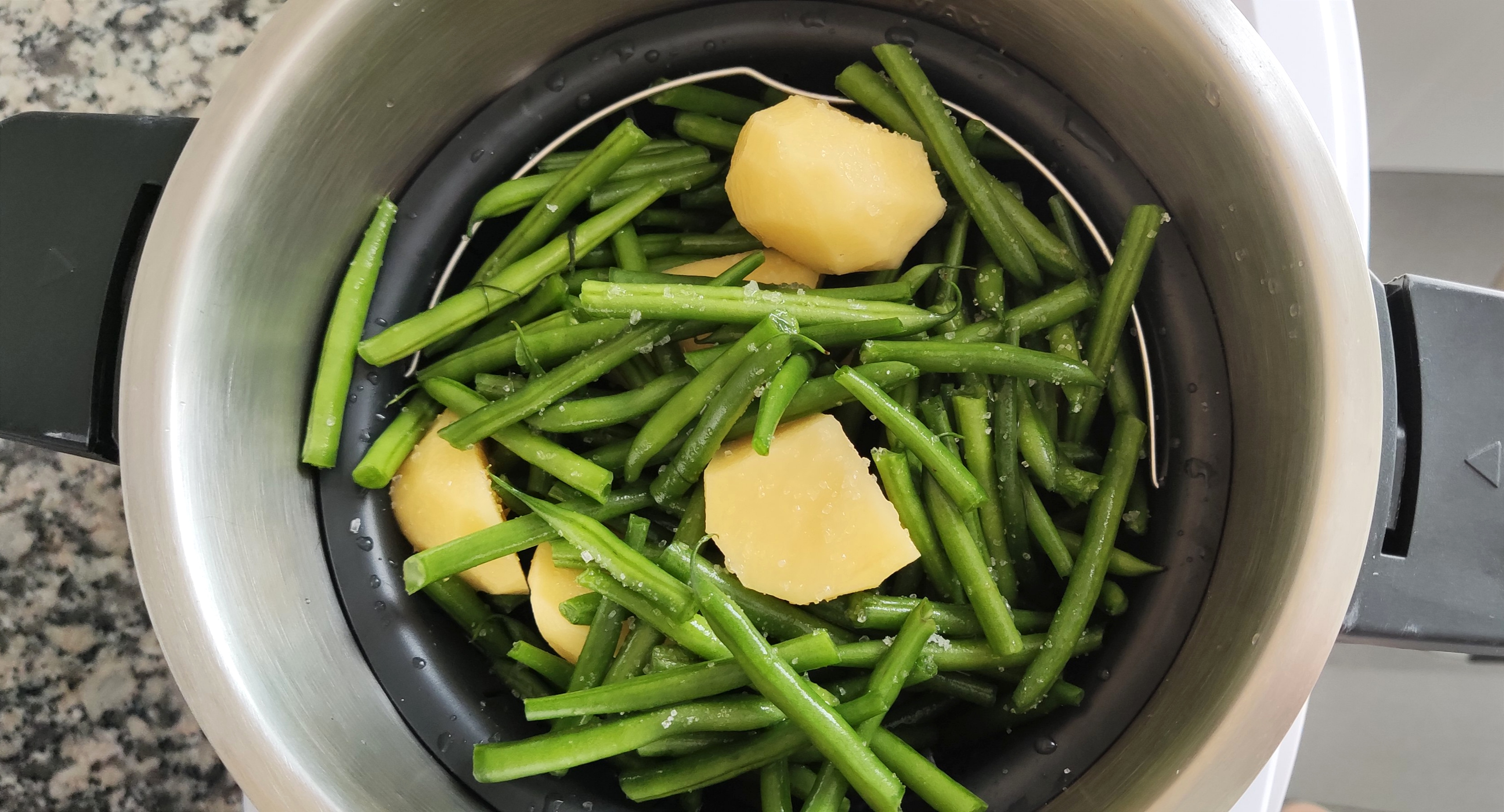 Receta de judías verdes al vapor con Monsieur Cuisine